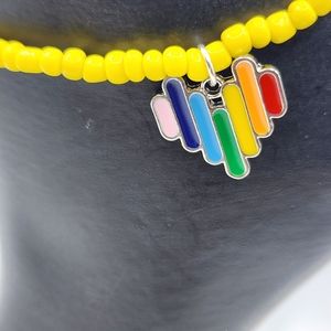 Rainbow heart anklets